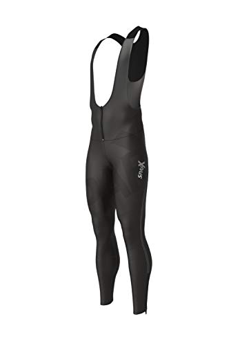 Sparx Men’s Long Warm Soft Shell Cycling Thermal Bib Tights Non Padded (Large) Black