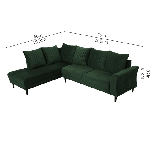 Image of Gratly LHS 4 Seater L Shape Sofa Set for Living Room (Green Colour) Premium Fabric Sofa