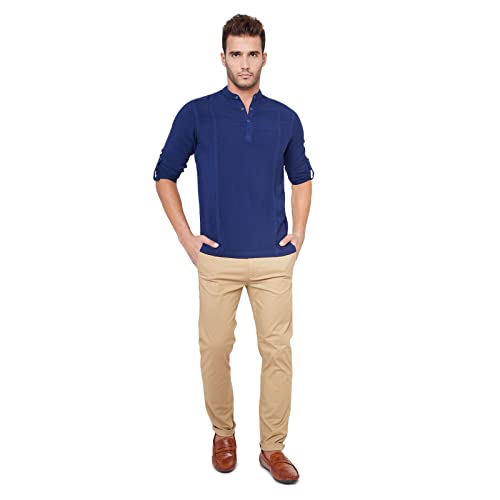 Image of Identiti Men Solid Slim Fit 100% Viscose Casual Shirt /Kurta for Men