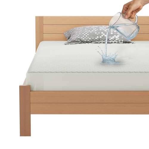 Image of Lukzer 100% Waterproof Quilted Mattress Protector Mercury King Size 78 x 72 Inches (6.5 x 6 ft) Cotton-Feel Bed Protector Noiseless Hypoallergenic Breathable Elastic Fitted Mattress Cover /Bed Cover