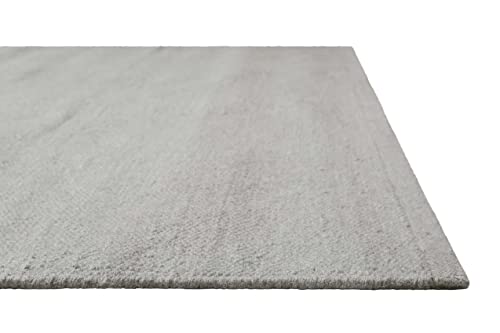 Alfombra de lana tejida a mano - valiosa y sostenible, ideal para salón, dormitorio y habitación de los niños, alfombra tejida a mano de lana virgen - 80 x 150 cm, color gris Cover