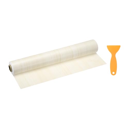 Image of HARFINGTON Wood Grain Repair Tape 15.7 Inch x 33ft Self Adhesive Repair Patch Tape Simulated Wooden Floor Tapes with Plastic Scraper for Tables Doors Windows Furniture, White Poplar