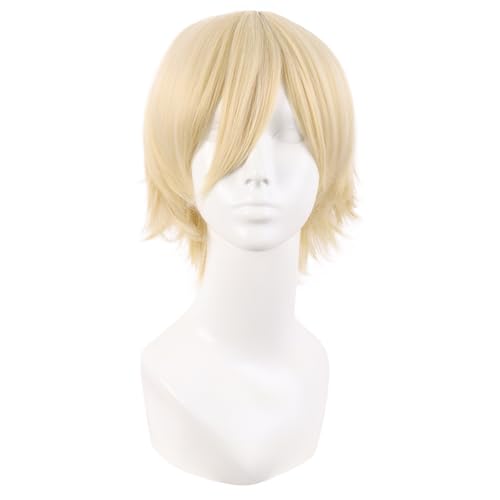 MapofBeauty 12 Inch Women Short Straight Cosplay Costume Wig (Mixed Blonde)
