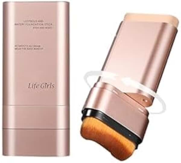 Bastão de base antirugas 2 em 1, base de borracha impecável - Bastão de maquiagem leve e hidratante de cabeça dupla com pincel (natural)