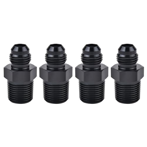 EVIL ENERGY 6AN Male Flare to 3/8 NPT Pipe Fitting Adapter Aluminum Straight Black 4PCS