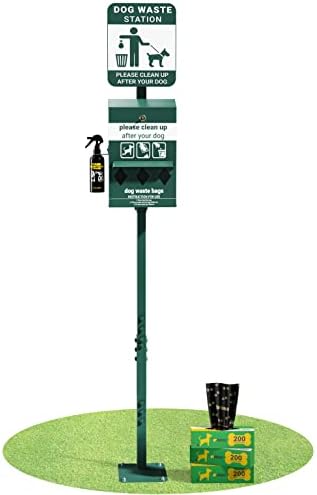 UPGORILO Mini Pet Waste Station - Includes 600 Dog Poop Bags - Original Glow in the Dark Dog Waste Station and Dog Poop Sign, Triple Storage Dog Poop Bag Dispenser with Hand Sanitizer Bottle