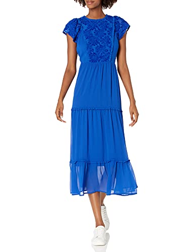 kensie Women's Crinkle Chiffon Maxi Dress, Ultramarine, Extra Small kensie Women's Crinkle Chiffon Maxi Dress, Ultramarine, Extra Small