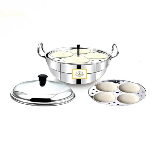 Konava Stainless Steel Multi kadai Idli maker with 2 Plates, 8-Id...