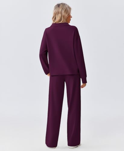 Image of PINSPARK 2 Piece Sets for Women 1 /2 Zip Sweatsuit 2026 Matching Outfit Fall | Lightweight Air Layer Fabric, Loose Fit Sweatshirt, Straight Leg Pants with Pockets, Soft Lounge Sets, Airport Outfits Women
