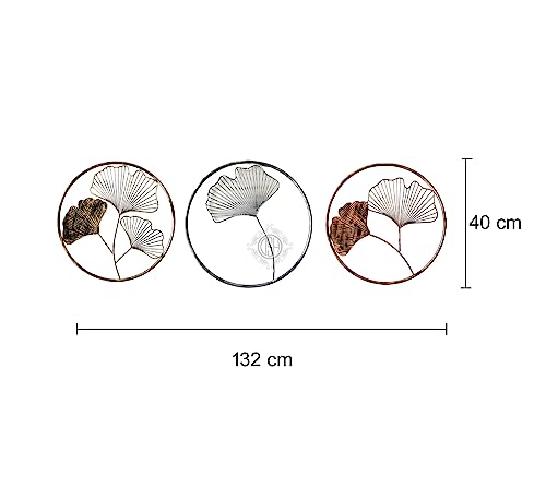 DSH CRAFTING YOUR CURIOSITY Metal Wall Art Multicolor Decorative Metal Gingko leaf (Set Of 3) Wall Decor Wall Sculpture Showpiece For Home Office Hotel Decoration.