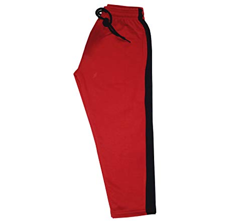 Image of IndiWeaves Kids Unisex Solid Fleece Warm Track Pants Winter Lower for Boys & Girls (Black; Black; Red; 3-4 Years) Pack of 3