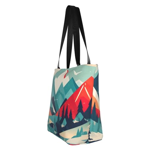 Travel Mountain Scenery Print Comfortable Shoulder Bag Summer HandbagTravel Beach Work Daily Use Versatile Carry4