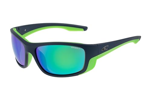 O'NEILL 9017 Men's Polarized Wrap Sports Performance Sunglasses, Matte Navy/Lime, 63 mm