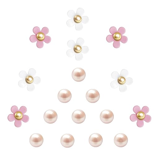 Schuh Charms 18 Stück Krokodil-Anhänger für Kinder, Blumen-Anhänger für Crocs, Schuhanstecker Schuhanhänger für Mädchen, Blumen Schuh Charms mit Knöpfen für Crocs-armband Anstecker Dekoration