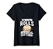 Womens Funny Grammar Synonym Rolls Joke Gift V-Neck T-Shirt