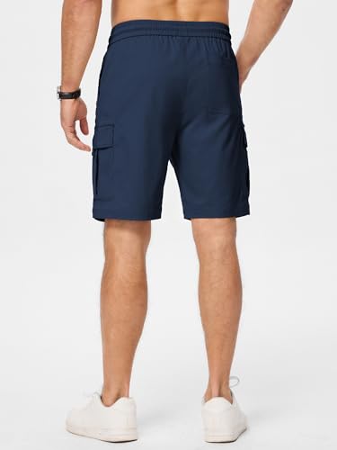 Image of JMIERR Men's Casual Stretch Cargo Shorts | Drawstring Elastic Waist, Multi Pockets, Summer Work Short, Classic