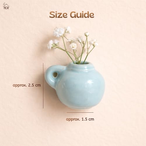 Image of TCK Mini Ceramic Vase Fridge Magnets | Set of 3 | Decorative 3D Ceramic Flower Vase Refrigerator Magnets | Glossy Finish | Strong Magnetic Backing | Kitchen & Home Decor | for All Magnetic Surfaces