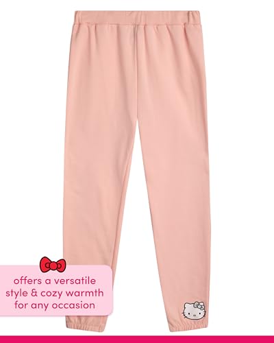 Image of Hello Kitty Girls Sweatpants Set - 2 Piece Fleece Crewneck Sweatshirt and Girls Joggers Cute Matching Clothing Set (2T-12) (Light Pink /Grey, 6X)