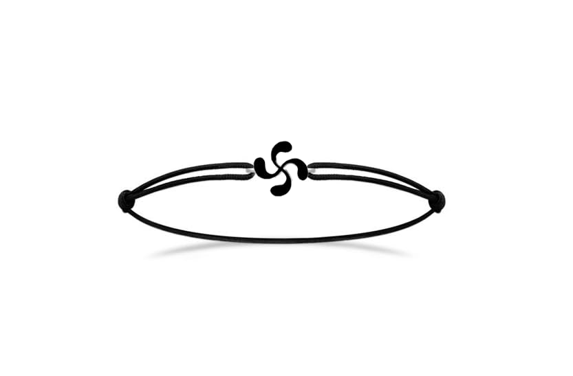 TALISMAN JEWELLERY Pulsera de Plata 925 y Esmalte Negro con Cordón Ajustable -...