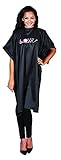 Betty Dain Embroidered Love Cutting/Styling Cape, Stylish, Lightweight Iridescent Fabric with Embroidered Decal, Versatile Color and Water-Resistant, Snap Neck Closure, Black/Multi, 45 x 60