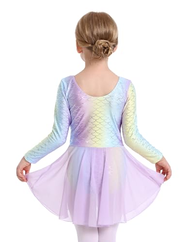 MdnMd Toddler Girls Long Sleeve Ballet Leotards Dresses Dance Skirt Ballerina Tutu Outfits