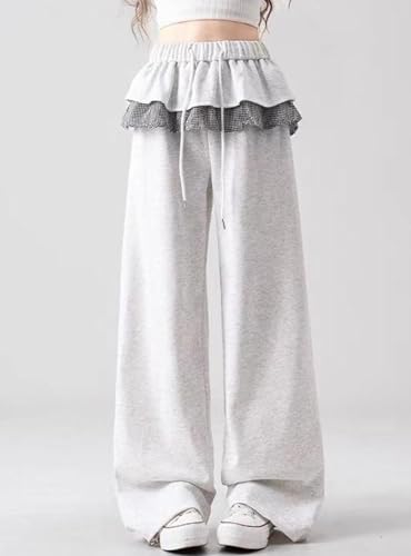 Skant Y2K Pants Elastic High Waist Casual Pants with Plaid Skirt Drawstring Skorts Casual Streetwear2