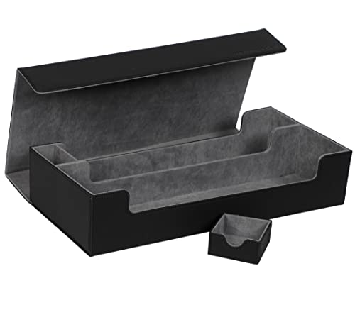 Étui cartes à collectionner Prema horizontal en cuir noir pour table de jeu