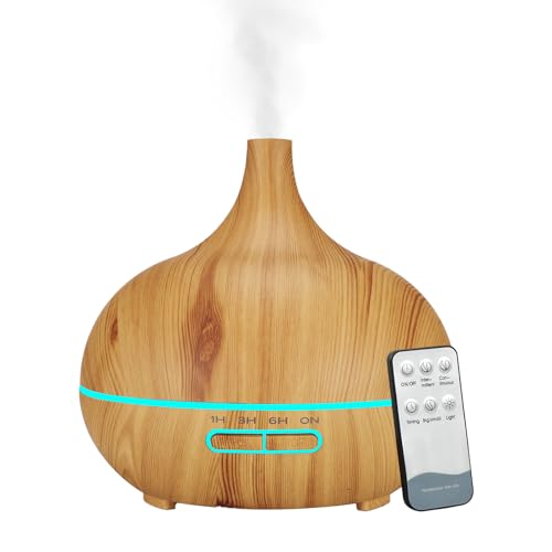 タイマー付きルームオイルディフューザー - 550ml LEDライトアロマディフューザー、充電式ミストメーカー、静かな超音波加湿器 | USB充電エッセンシャルオイルディフューザー寝室自宅学習リラクゼーション用