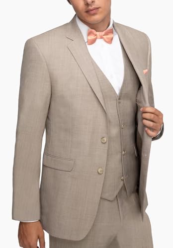 Men's Linen Blend Suits Regular Fit 3 Piece Slim Fit Blazer Jacket Waistcoat Pants Set for Wedding Tuxedo2