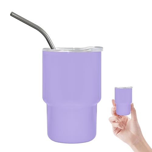 JUSONEY 3oz Mini Tumbler Shot Glass with Straw and Lid Sublimation Shot Glasses Tumblers Stainless Steel Double Wall Vacuum Insulated Shot Glass for Party Wedding BarCocktail Coffee