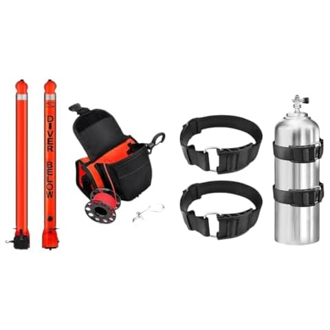 Surface Marker Buoy and Dive Reel Set+2Pack Scuba Tank Holder Cover