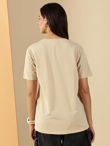 Image of Women's Pure Cotton Relaxed Fit V-Neck Half Sleeve T-Shirt | Gym Wear Casual Look T-Shirt | Regular Fitting with Comfort Wear for Women