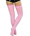 ToBeInStyle Women’s Opaque Hoseiry Thin Striped Thigh High Long Stocking - Neon Pink/White