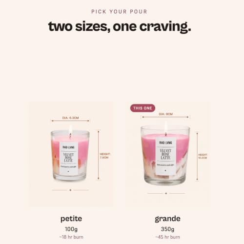 Image of RAD LVNG Velvet Rose Latte Grande | 350g Soy Wax Scented Candle | 45hr+ Burn | Silicone Lid | Hand-Poured | Rose, Vanilla, Gourmand | Gifting & Home Decor