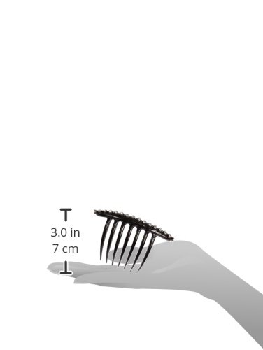 Caravan Hand Decorated French Twist Comb Banding of Swarovski Crystal Stones, Black, Large, .65 Ounc