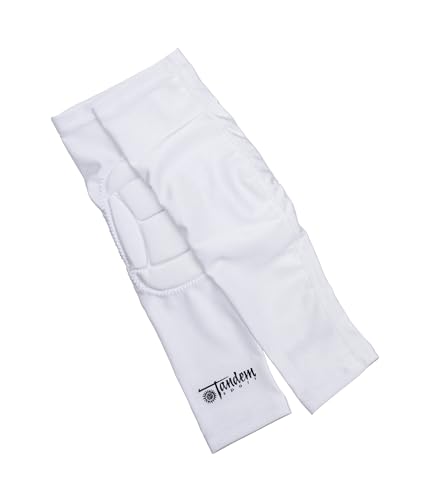 Tandem Sport Padded Arm Sleeves - Compression Sleeves with Built-In Elbow Padding to Reduce Injury & Stress - Comes in pairs S/M White