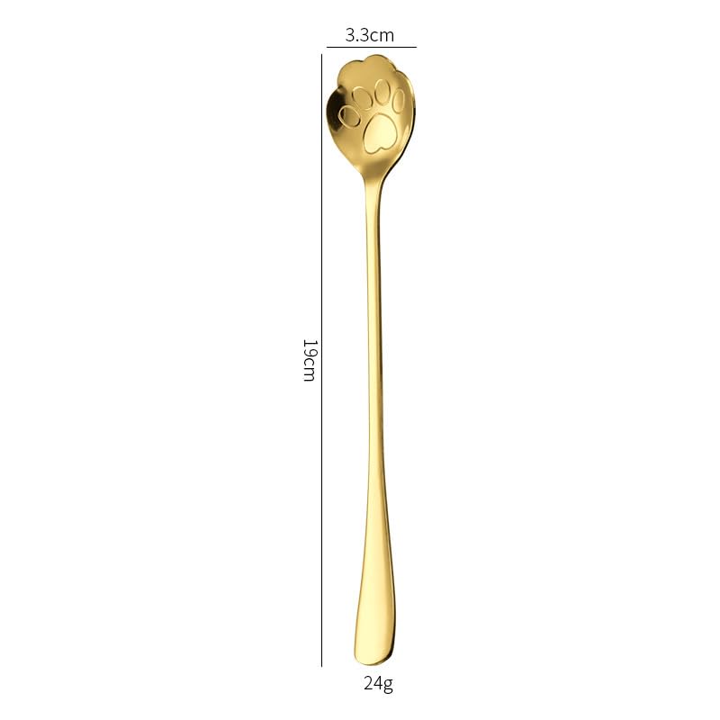 ONUIFIKE Silverware Set, 1/4/6/8/10/12pcs Stainless Steel Cute Cat Claw Spoon Korean Spoon Creative Coffee Spoon Long Handle Ice Spoon Mug Stirring Dessert Spoon, Home Cutlery Flatware Set(Rainbow,6