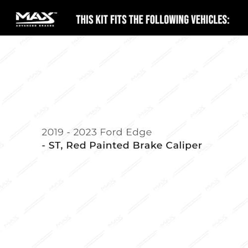 Image of Max Advanced Brakes Front Brake Kit Compatible With 2019 2020 2021 2022 2023 Ford Edge ST Red Painted Brake Caliper Replacement Premium OE Disc Brake Rotors and Ceramic Brake Pads