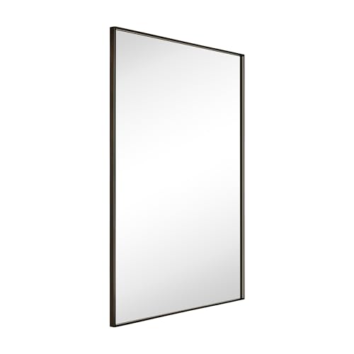 Image of TEHOME Oil Rubbed Bronze Bathroom Vanity Mirror with Squared Corners, 24x32'' Dark Bronze Rectangle Stainless Steel Metal Framed Mirror for Bathroom