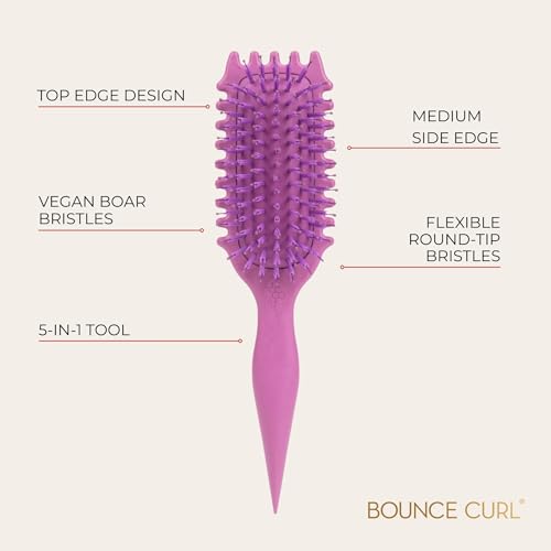 Image of Bounce Curl Define EdgeLift Brush - Curly Hair Brush for Defining Detangling and Sectioning Wavy Curly Coily Hair - Orchid