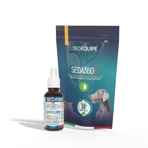 SEDA360b Integratore Calmante per Cani e Gatti 30 gocce- Elimna il cortisolo Rilassante Naturale Contro Stress e Paura .L-Triptofano, Vitamine E, Passiflora e Camomilla e Piante Officinali (carne)