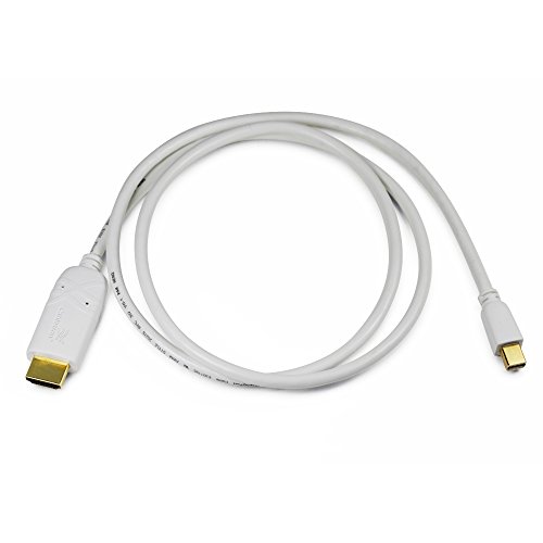 Cablesson Mini DisplayPort to HDMI Cable 1m for LCD TV Supports Audio New Thunderbolt Port Full HD 1080p 24k Gold Plated - White - Image 2