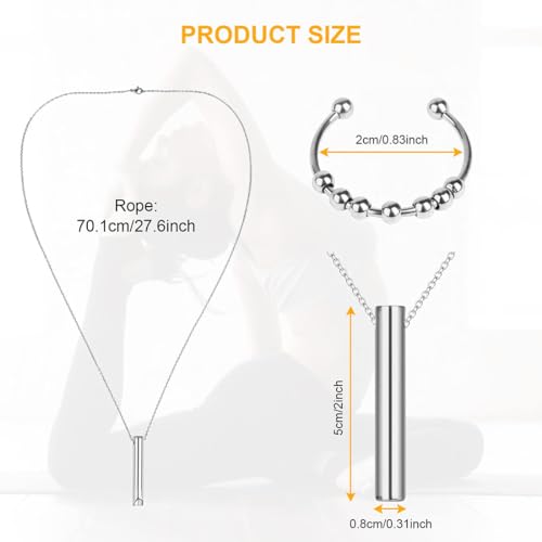 INGJIA 4Pcs Stress Relief Mindful Breathing Halskette, Angst Relief Halskette Atemübungsgerät für Meditation, Entspannung, Beruhigung, Panik, Verlangsamung des Atems, mit Spinning Rings