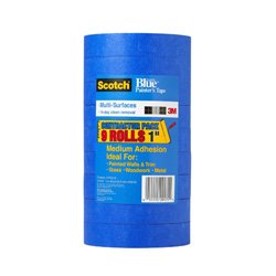 3M Scotch-Blue 2090 papier krepowy o bezpiecznym uwalnianiu, wielopowierzchniowa taśma maskująca dla malarzy, wytrzymałość na rozciąganie, 60 jardów długości x 2,5 cm szerokości, niebieski (9 szt.)
