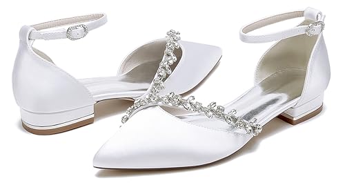 Bride Comfortable Wedding Shoes Womens Prom Pumps with Rhinestone Chains4