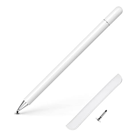 Stylus Pen for iPad Pens for Touch Screen with Magnetic Cap & Artificial Leather Case, Compatible with Apple Pencil 1st & 2nd generation, iPad, iPhone, Samsung, Lenovo, White Cover