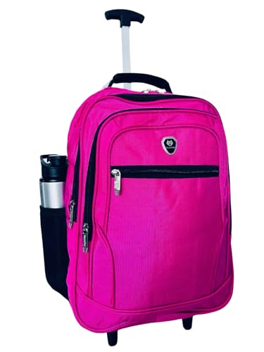 Mochila De rodinhas Feminina Escolar Rosa Resistente Grande