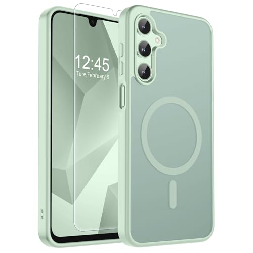 Image of SUPFINE Magnetic for Samsung Galaxy A16 5G Case with Screen Protector, (Built-in Magnets) (Military Grade Drop Protection) Slim Translucent Shockproof Phone Case,Light Green