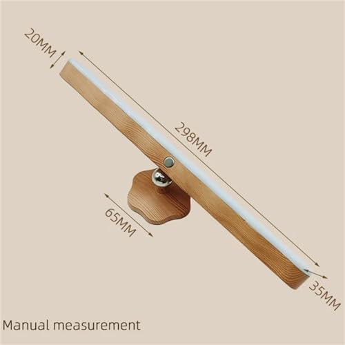 Lâmpada de parede com design de madeira maciça imitação de LED, rotação de 360°, bateria magnética,