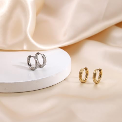 Hoop Earrings Hawaiian Style by Austaras - Set of Two Earrings 14K Gold Plated 13mm Hypoallergenic 316L Stainless Steel Jewelry Plumeria Flower2